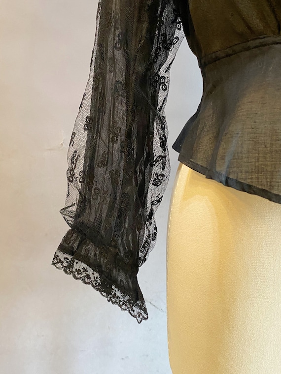 Black Victorian Blouse / Black Silk Blouse / Edwa… - image 8