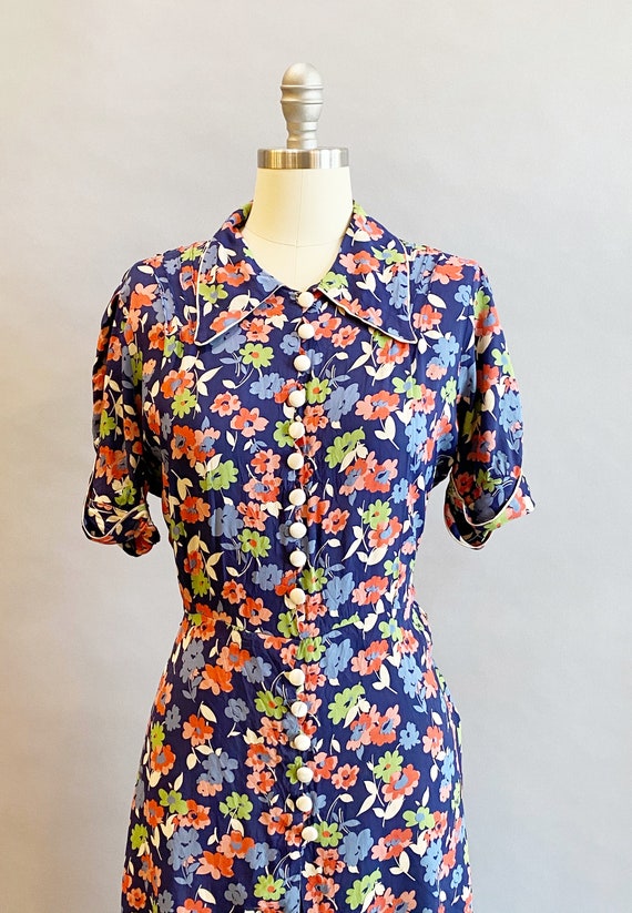 1940s Rayon Dress / 1940s Floral Dress / 1940s Da… - image 3