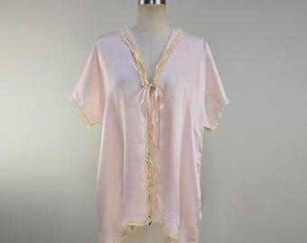 1930s Bed Jacket / Pink Silk Jacket / 1930s Blouse / Vintage Loungewear / Vintage Lingerie / Size Medium - Large