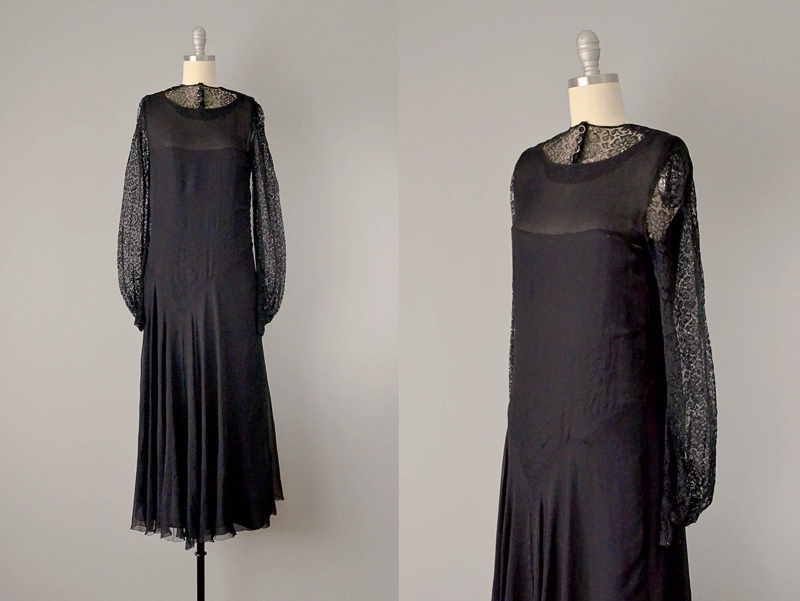 20s Dress // 1920s Black Silk Lace and 