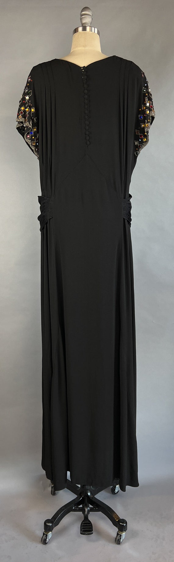 1930s Jeweled Gown / Rare Size XL / 1930s Black S… - image 4