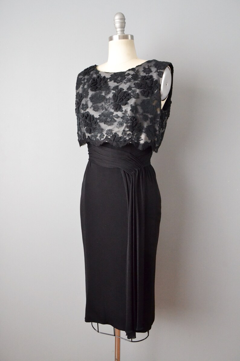 1950s Black Cocktail Dress by Miss Elliette // 50s Dress / Etsy