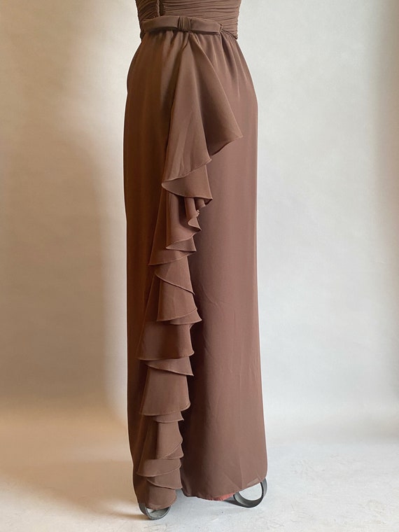 1980s Chiffon Gown / Brown Chiffon Gown / One Sho… - image 6