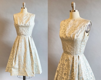 1960's Party Dress / 1960s Cocktail Dress / Ice Blue Dress / Size Extra Small