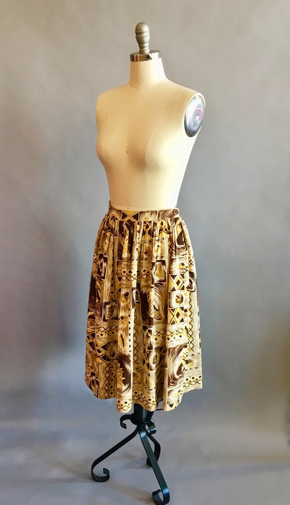 1950s Hawaiian Skirt / 50s Skirt / Novelty Print … - image 4