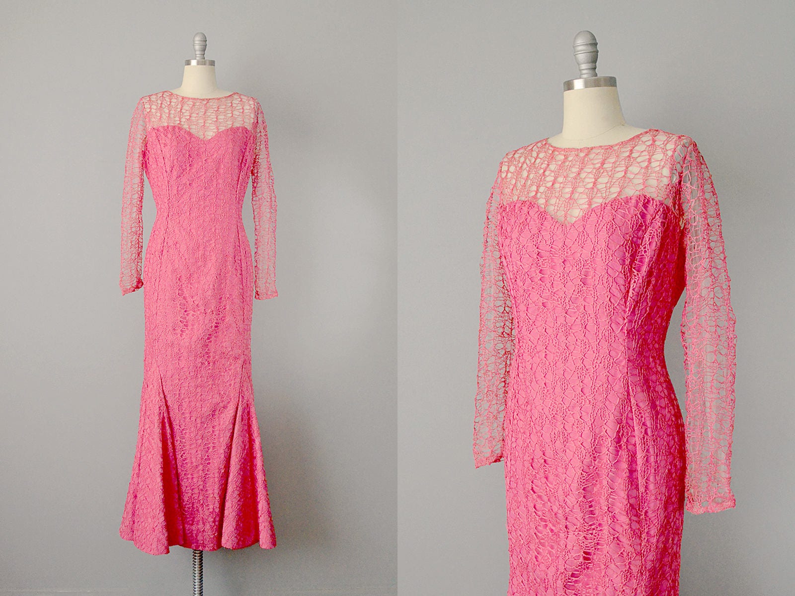 1950 Erdmut Poliner Kleid Rosa Seide Meerjungfrau Kleid Etsy
