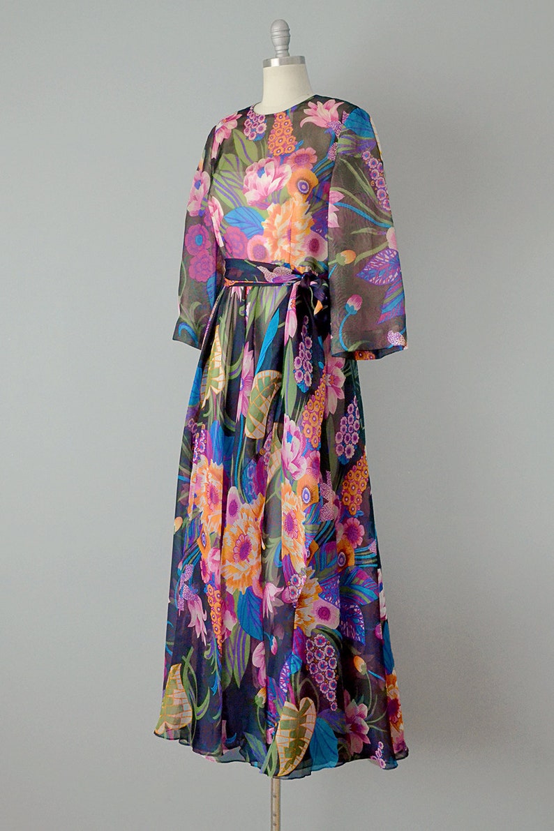 1970s Floral Maxi by Kiki Hart / Size Small-Medium image 9