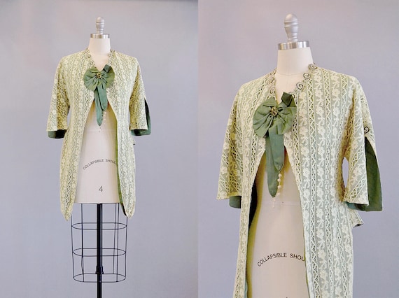 1800s Jacket // Victorian Lace and Green Silk Shan
