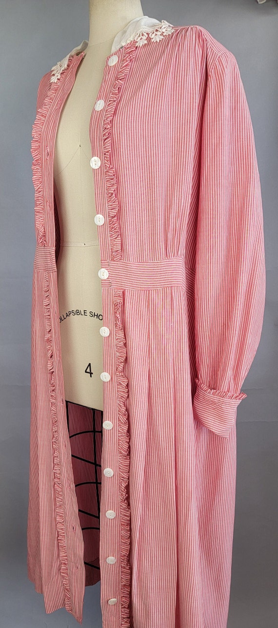 1940s Dress / Ranch Dress / Red Pinstriped Shirtw… - image 5