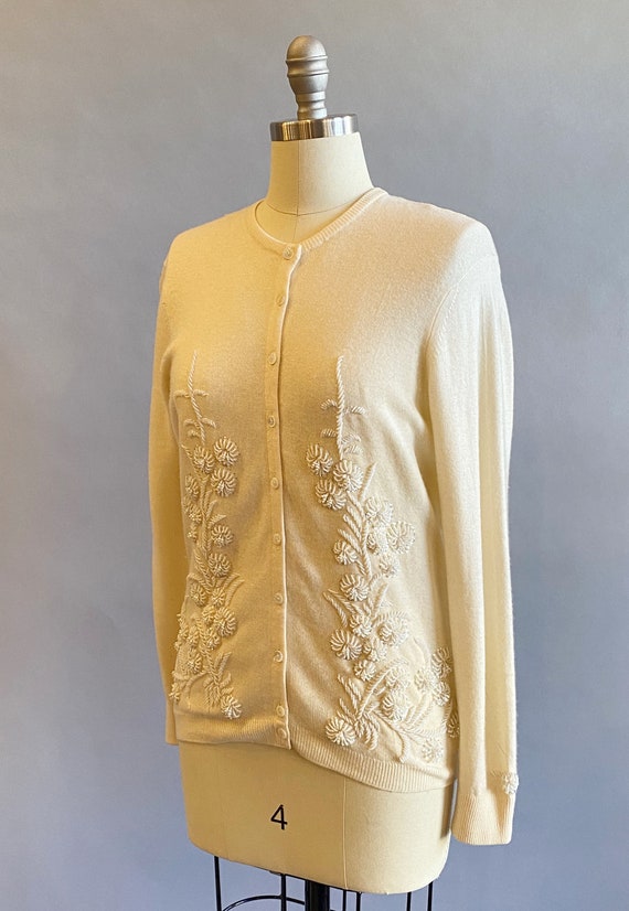 1950s Sequined Cashmere Cardigan / Cashmere Sweat… - image 4