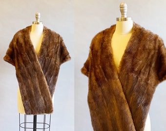 1950's Mink Stole / 50's Dark Brown Mink Wrap / Vintage Mink Stole / Size: One Size Fits Most