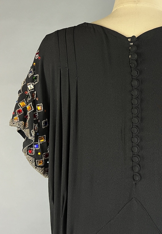 1930s Jeweled Gown / Rare Size XL / 1930s Black S… - image 10