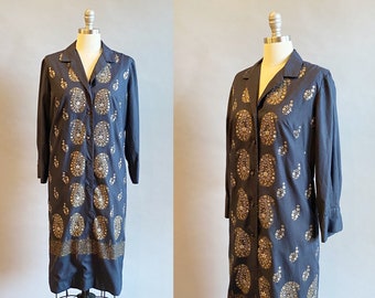 1960s Alfred Shaheen Dress / 60s Shaheen Dress / Border Print Dress / Screen Printed Dress / Size Medium - Size Large