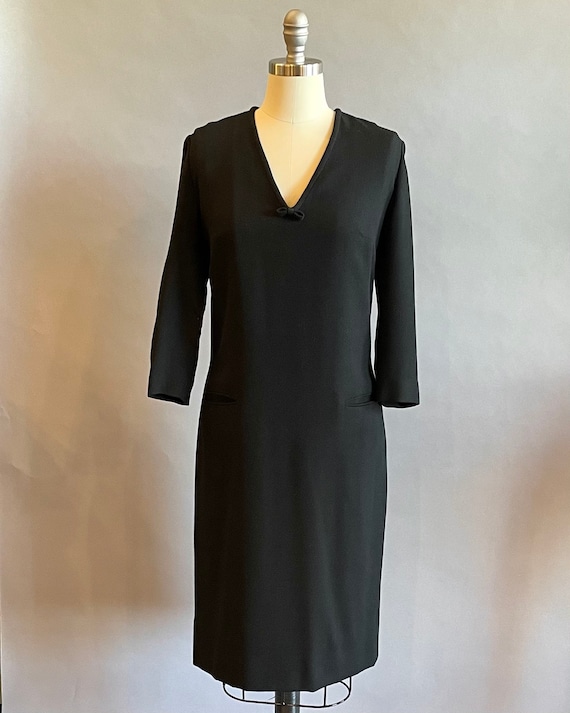 1960s Mr. Blackwell Dress Designer Vintage Black Shift Dress