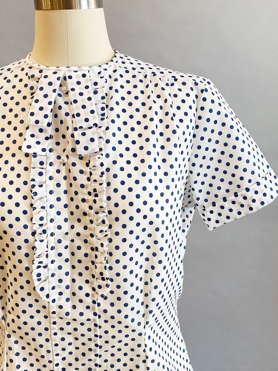 1950's Polka Dot Blouse / 1950's Suit Blouse / Bl… - image 3