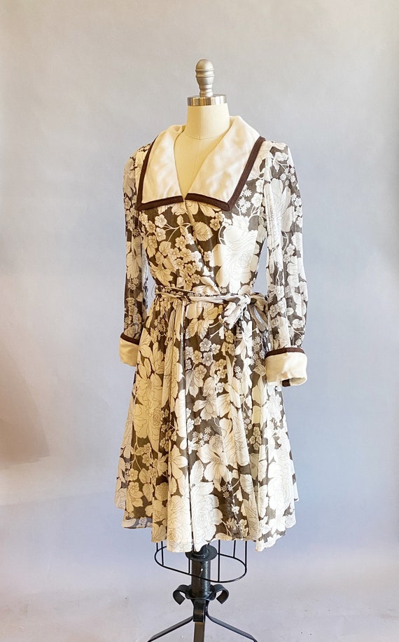 1970s Floral Wrap Dress / S. Eisenberg Dress / Fl… - image 4