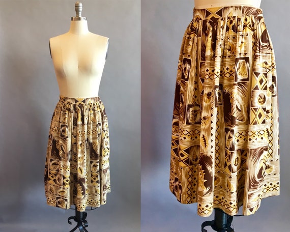 1950s Hawaiian Skirt / 50s Skirt / Novelty Print … - image 1
