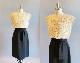 1960s Party Dress / Martha Weathered Dress / Vintage Designer / Colin Original Dress / 60s Lace Dress / Lawn Dress / Size Medium