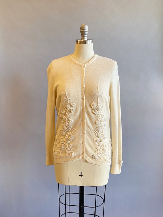 1950s Sequined Cashmere Cardigan / Cashmere Sweat… - image 2