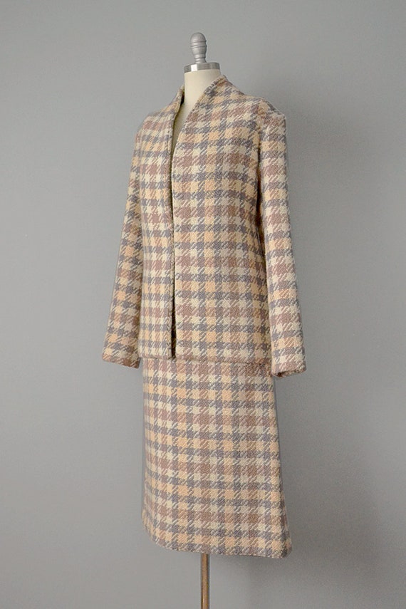 1950’s Wool Suit / 50s Autumnal Wool Houndstooth … - image 3