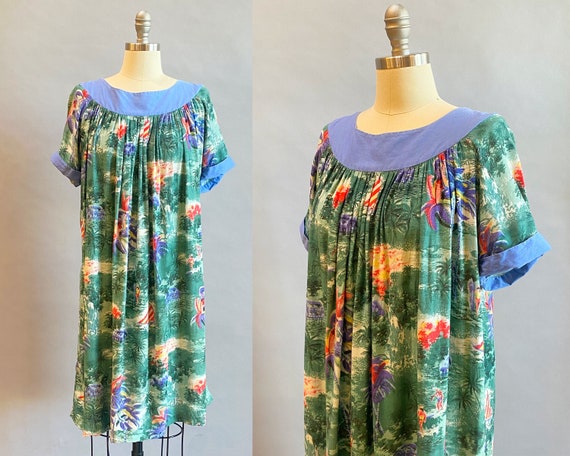 1950s Hawaiian Dress / Vintage Hawaiian / Rayon H… - image 1