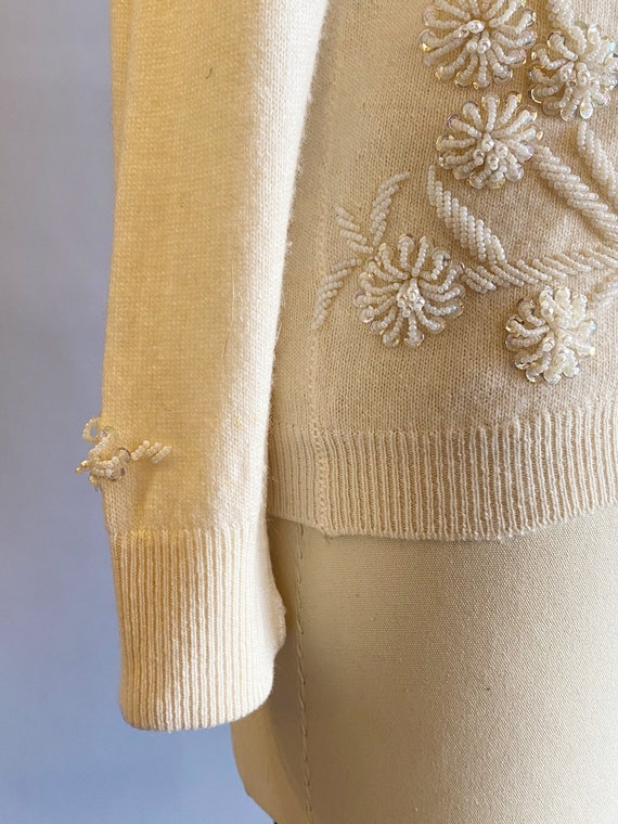 1950s Sequined Cashmere Cardigan / Cashmere Sweat… - image 9