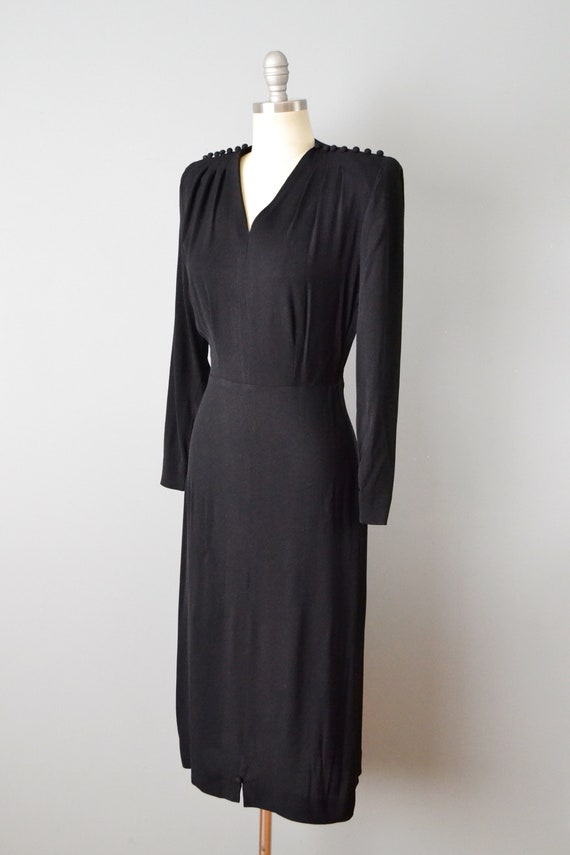 1940s Black Dress With Detachable Apron / 40s Bla… - image 5