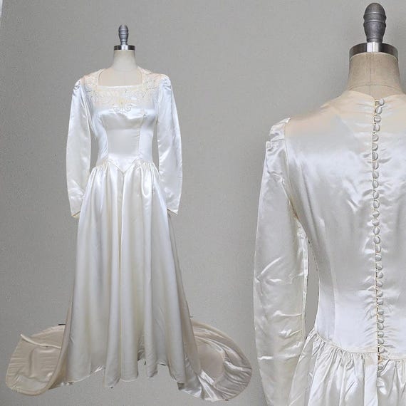 40's Red Satin Wedding Gown