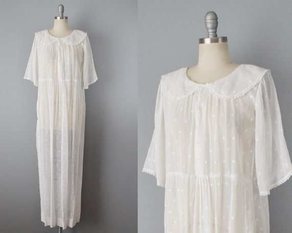 Victorian White Organdy Dress / 1900s dress / Anti