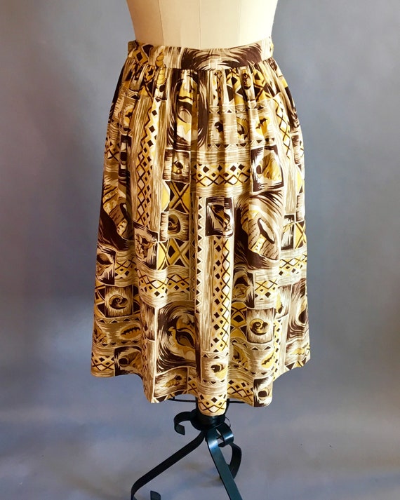 1950s Hawaiian Skirt / 50s Skirt / Novelty Print … - image 7