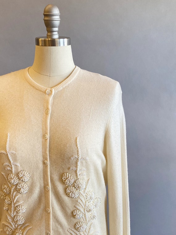 1950s Sequined Cashmere Cardigan / Cashmere Sweat… - image 3