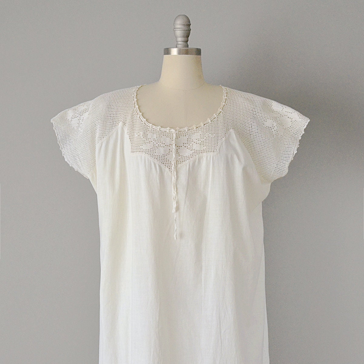 1800s Dress // Victorian Off-white Cotton and Lace Chemise // | Etsy