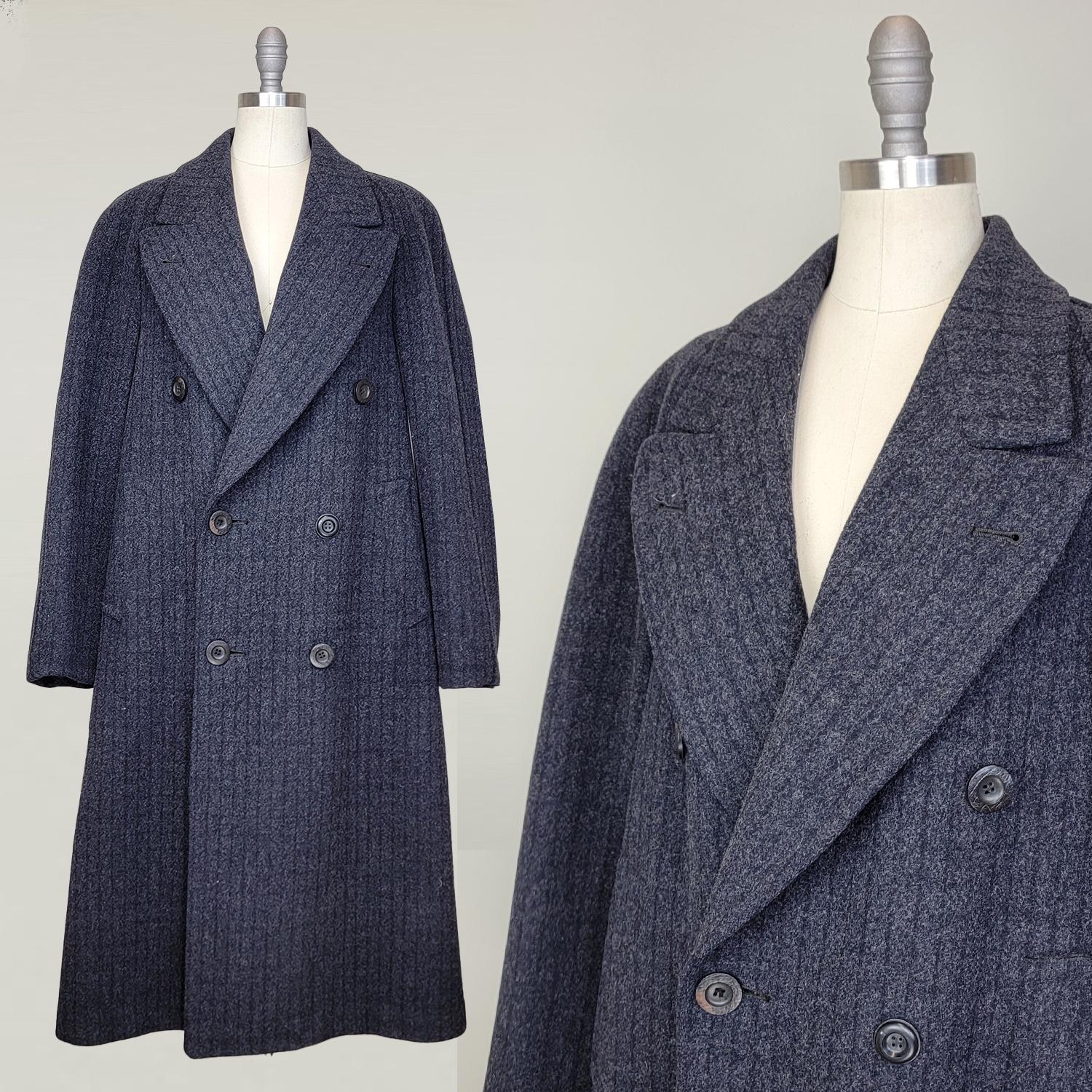 1920's Men's Coat / Back Belted Coat / Men's Double Breasted Coat / Authentic 1920's Men's / Wool Coat / Overcoat / 1920s Overcoat / Size 43