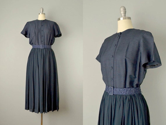 navy blue silk chiffon dress