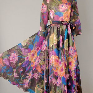 1970s Floral Maxi by Kiki Hart / Size Small-Medium image 4