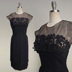 1960s Dress / Little Black Dress / 1960s Cocktail Dress / Size Medium