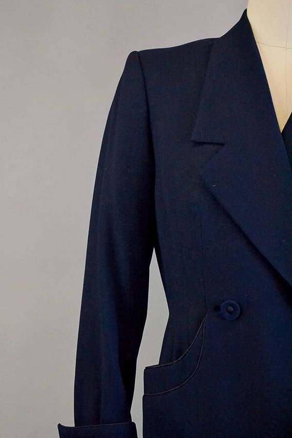 1940s Wool Jacket / 40s Navy Wool Double-Breasted… - image 2