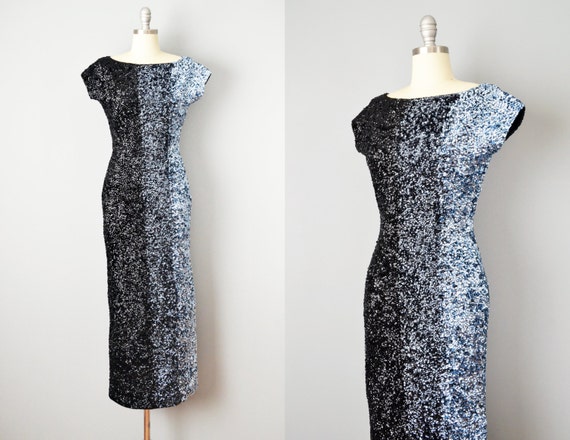 50s Dress // 1950s Gene Shelly Ombré Sequin Hourgl