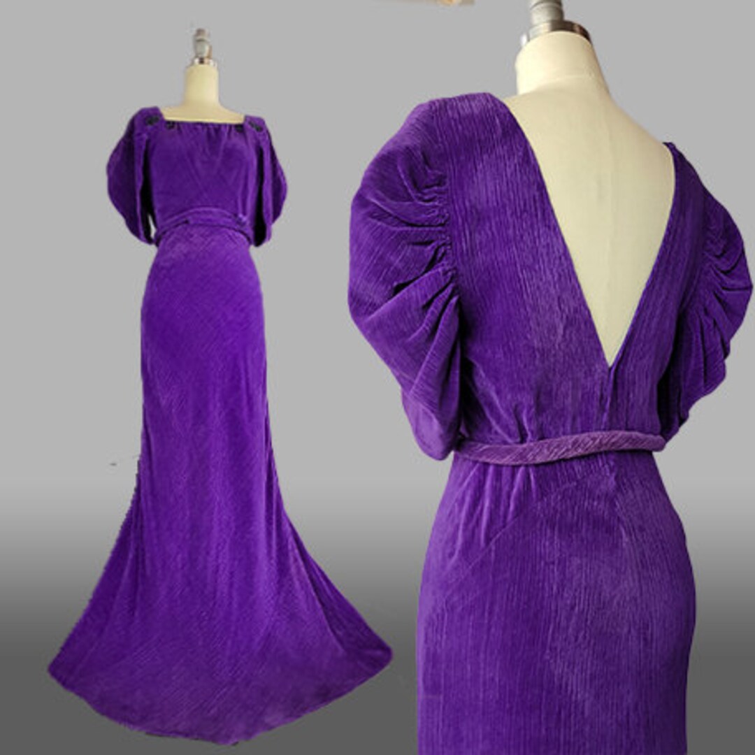 1930s Silk Velvet Dress 1930s Purple Velvet Low Back Gown Etsy 1930s-silk-velvet-dress-1930s-purple-velvet-low-back-gown-etsy