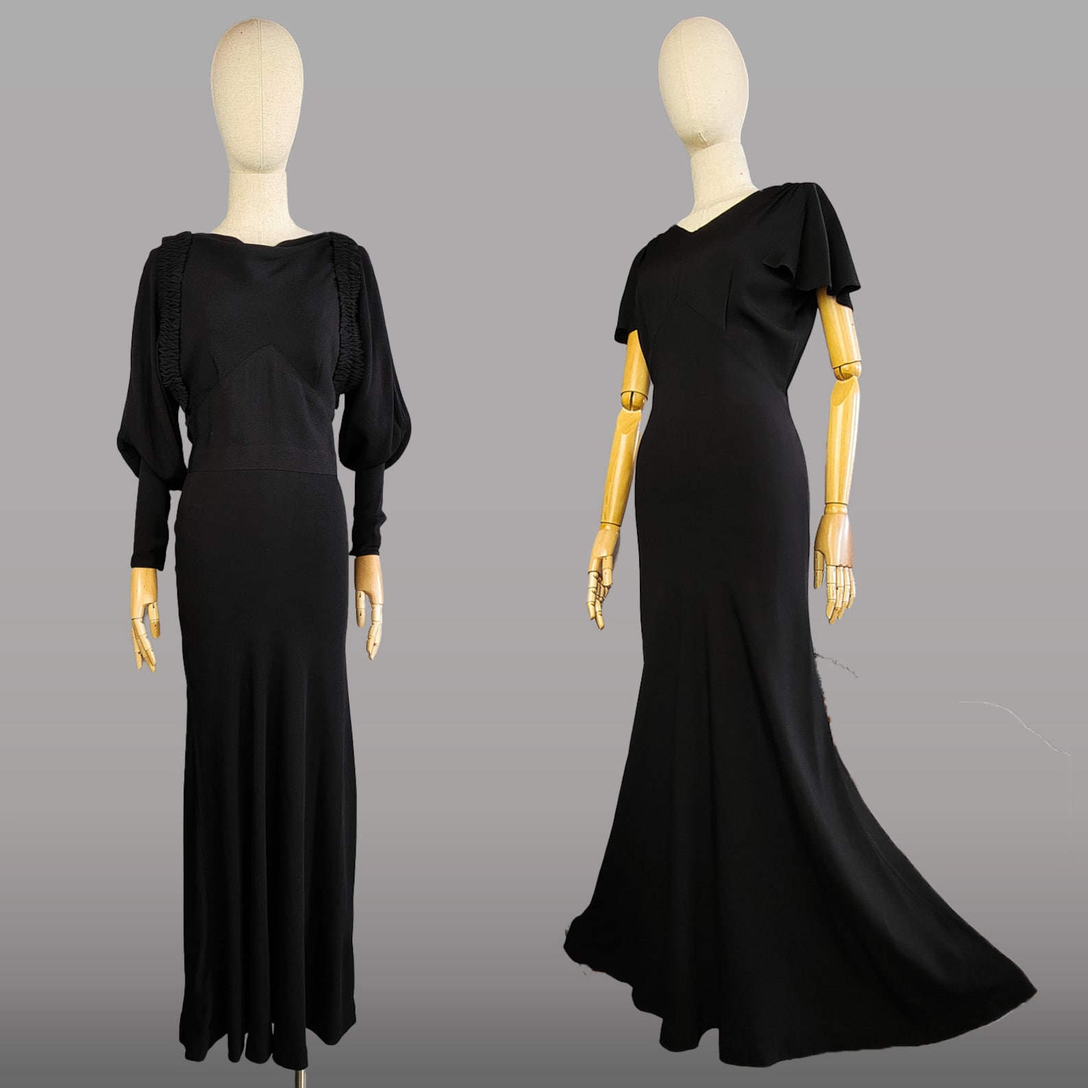 1930s Evening Gown / 1930s Black Bias Cut Dress With Matching Jacket ...