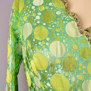 1960s Oscar de la Renta Dress / Green Champagne Bubbles Dress / 960s Designer Dress / Green Gown / Small image 2