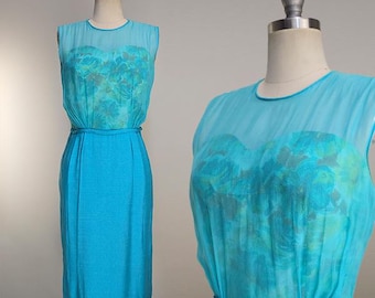 Vestido de los años 60 / Vestido de fiesta en el jardín / Ilusión de busto / Vestido Elinor Gay / Talla S/M