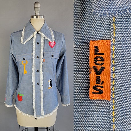 Levis Denim Shirt Orange Tab - Etsy