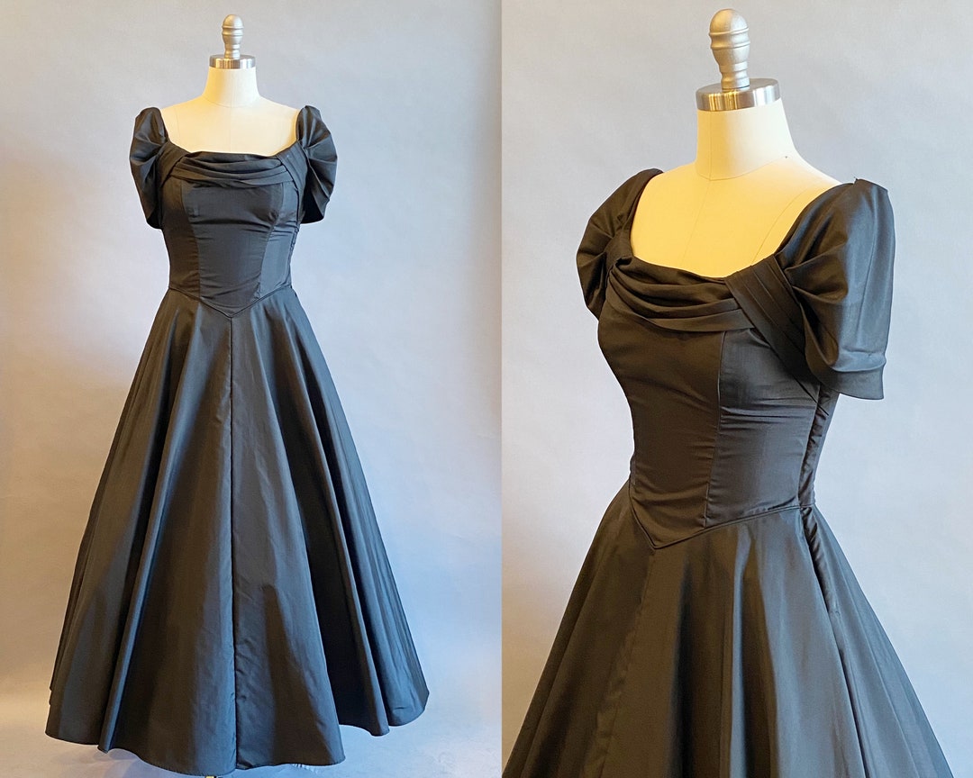 1940s Fred Perlberg Dress / 1940s Black Party Dress / 40s Cocktail ...