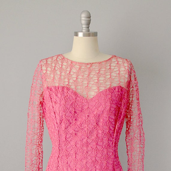 1950’s Mermaid Dress / Grace Poliner Gown / Pink … - image 5