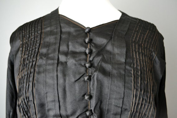 Vintage Edwardian Black Silk Blouse // Medium - image 2