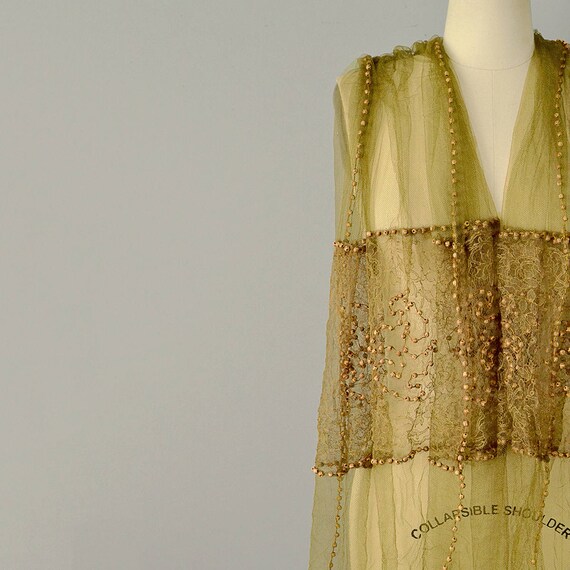 1900s Shawl / 1910 Silk Net and Lace Shawl with W… - image 3
