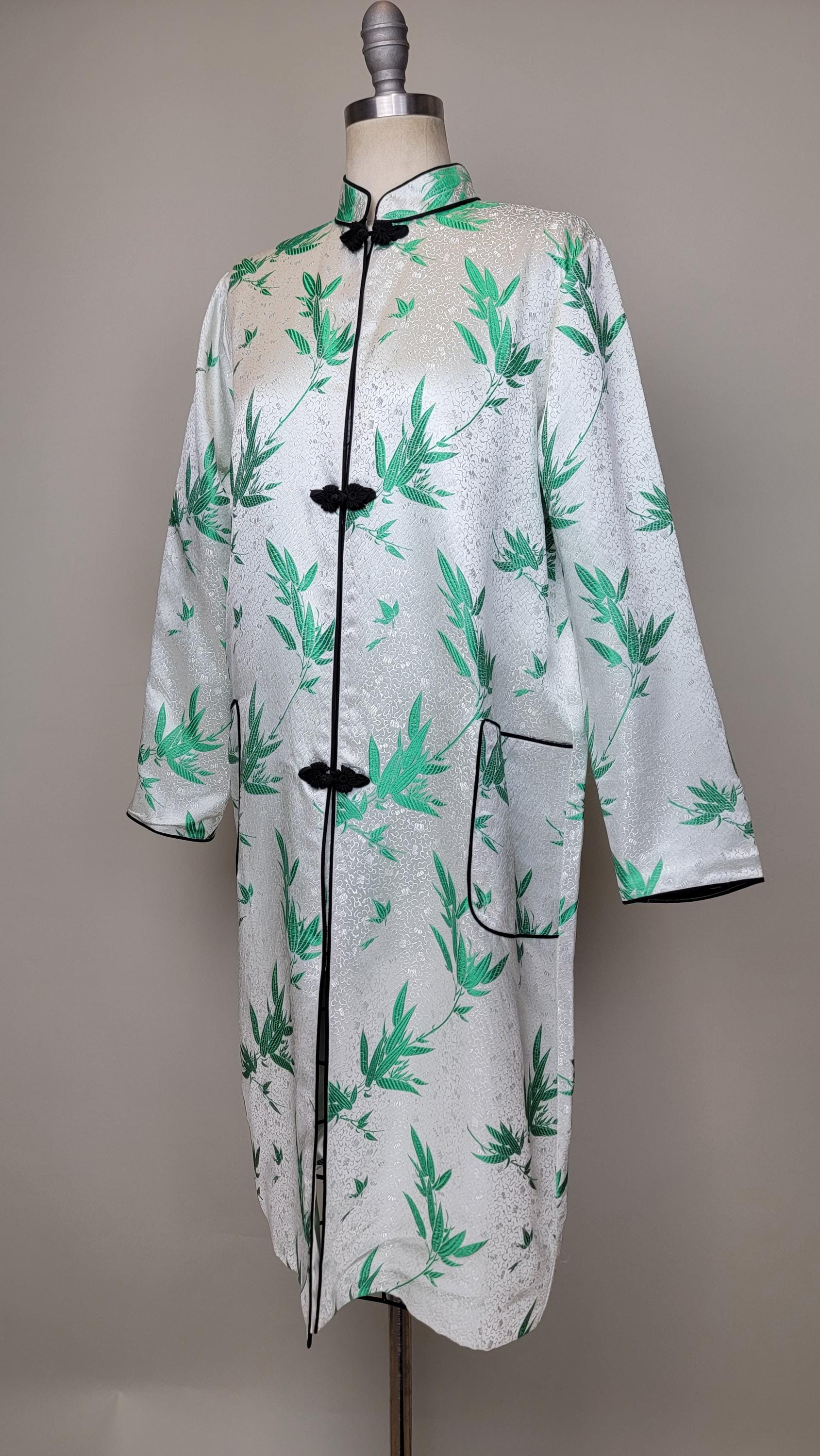 Vintage Chinese Coat / Chinese Bamboo Print / Jacquard