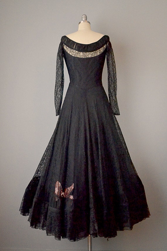 1950s Evening Gown / 1950s Ballgown / Black Lace … - image 3