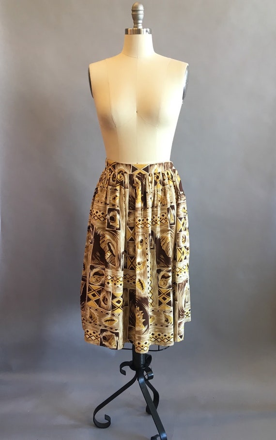1950s Hawaiian Skirt / 50s Skirt / Novelty Print … - image 3